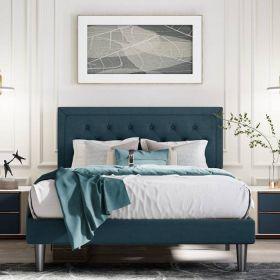 Adjustable Height Platform Bed Frame with Upholstered Headboard