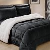 Ultra Soft Sherpa Wrinkle Resistant Comforter Set in Black