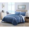 Coastal Blue Stripe Reversible Cotton Quilt Set