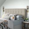 Grey Beige Taupe Button-Tufted Headboard in Upholstered Fabric