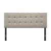Grey Beige Taupe Button-Tufted Headboard in Upholstered Fabric