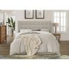 Grey Beige Taupe Button-Tufted Headboard in Upholstered Fabric