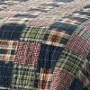 Red Navy Farmhouse Plaid 100-Percent Cotton Reversible Quilt Set