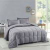 Grey 3 Piece Microfiber Reversible Comforter Set