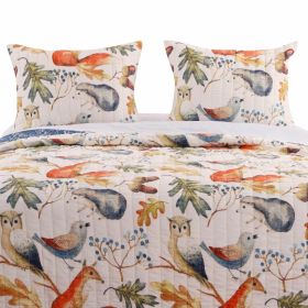 Birds Animals Floral Microfiber Reversible Quilt Set