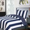 Reversible Stars Stripes 100-Percent Cotton Quilt Set