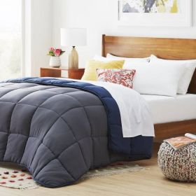 Grey/Navy All Seasons Reversible Polyester Down Alternative Comforter