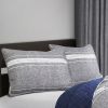 Grey Navy Stripe Motif 100% Cotton Reversible Quilt Coverlet Bedspread Set