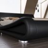 Modern Upholstered Platform Bed Frame with Sleigh Curved Headboard