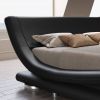 Modern Upholstered Platform Bed Frame with Sleigh Curved Headboard