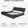 Modern Upholstered Platform Bed Frame with Sleigh Curved Headboard