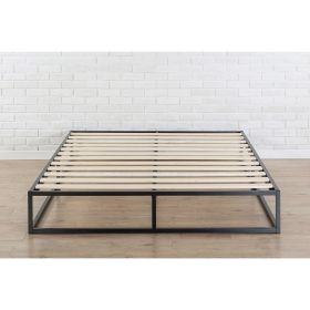 Modern 10-inch Low Profile Metal Platform Bed Frame with Wood Slats
