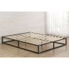 Modern 10-inch Low Profile Metal Platform Bed Frame with Wood Slats
