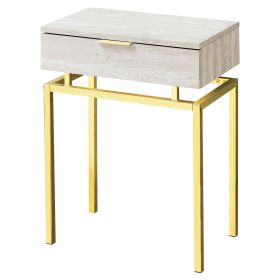 24in Modern End Table 1 Drawer Nightstand with Metal Legs