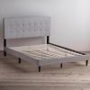 Stone Gray Upholstered Tufted Platform Bed Frame with Headboard
