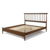 Hardwood Mid Century Platform Bed Frame with Headboard