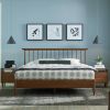 Hardwood Mid Century Platform Bed Frame with Headboard