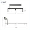 Grey Soft Fabric Metal Headboard Platform Bed Wooden Slats