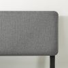 Grey Soft Fabric Metal Headboard Platform Bed Wooden Slats