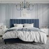 Modern Velvet Upholstered Platform Bed with Headboard