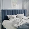 Modern Velvet Upholstered Platform Bed with Headboard