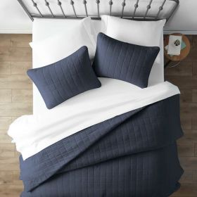 Navy Microfiber Farmhouse Coverlet Bedspread Set