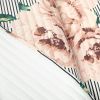 Polyester Rose Floral Striped Quilt Set