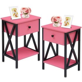 Rustic Farmhouse 1-Drawer Nightstand Bedside Table