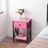 Rustic Farmhouse 1-Drawer Nightstand Bedside Table