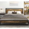 Modern Farmhouse Platform Bed Frame with Wood Panel Headboard Footboard