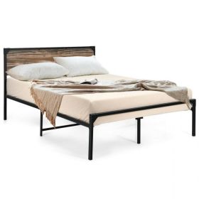 Rustic FarmHome Metal Wood Platform Bed Frame