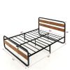 Industrial Wood and Metal Tube Platform Bed with Headboard and Footboard