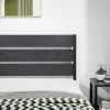 Industrial Platform Bed Frame with Wood Slatted Headboard