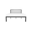Black Metal Platform Bed Frame with Headboard Included