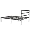 Black Metal Platform Bed Frame with Headboard Included