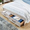 Farmhome Platform Bed with Storage Drawers in Off-White Wood Finish