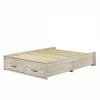 Farmhome Platform Bed with Storage Drawers in Off-White Wood Finish