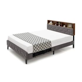 Velvet Upholstered Open/Close Storage Headboard Platform Bed