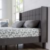 Grey Mid-Century Modern Upholstered Platform Bed Frame with Headboard