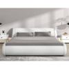 White Modern Faux Leather Upholstered Platform Bed Frame with Headboard