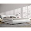 White Modern Faux Leather Upholstered Platform Bed Frame with Headboard