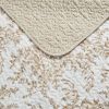 Tan Beige 3 Piece Bed-in-a-Bag Bohemian Floral Cotton Quilt Set