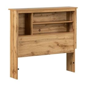 Modern Scandinavian Style Bookcase Headboard in Oak Wood Finish