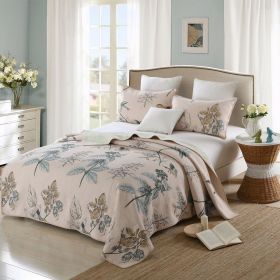 100-Percent Cotton Quilt Bedspread Set with Ferns