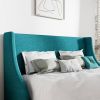Upholstered Platform Bed with Wingback Headboard