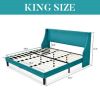 Upholstered Platform Bed with Wingback Headboard