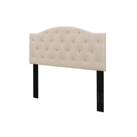 Button-Tufted Fabric Upholstered Adjustable Height Headboard