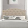 Button-Tufted Fabric Upholstered Adjustable Height Headboard