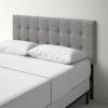 Grey Contemporary Button-Tufted Headboard Upholstered Fabric