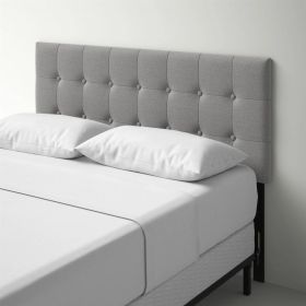 Grey Contemporary Button-Tufted Headboard Upholstered Fabric